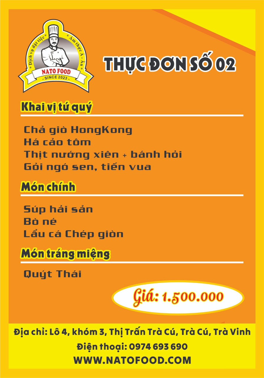 thực đơn tiệc